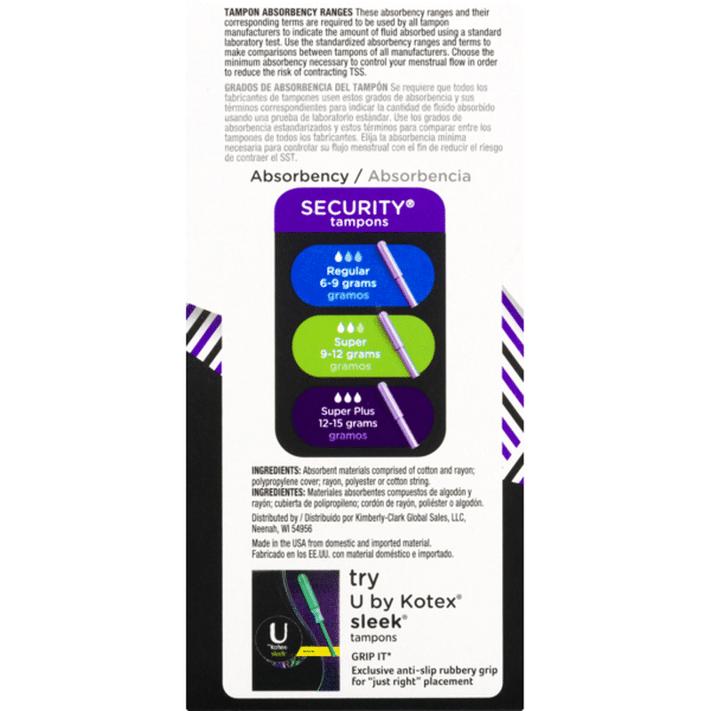 U By Kotex Security Tampons Super Plus Absorbency Unscented 18 Ct Instacart