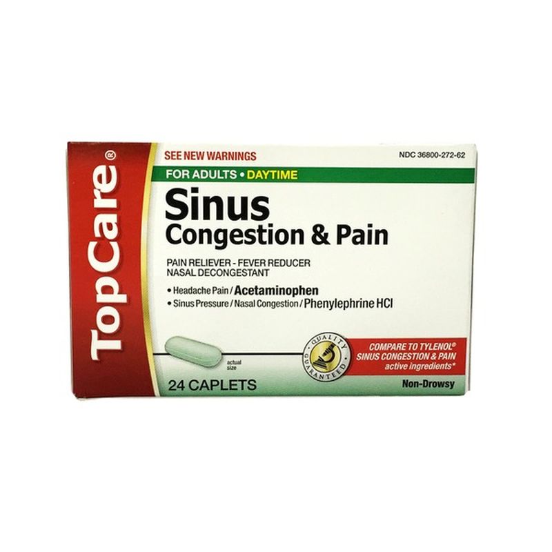 Topcare Sinus Congestion & Pain Daytime Caplets - 24 Ct (24 Ct) From 