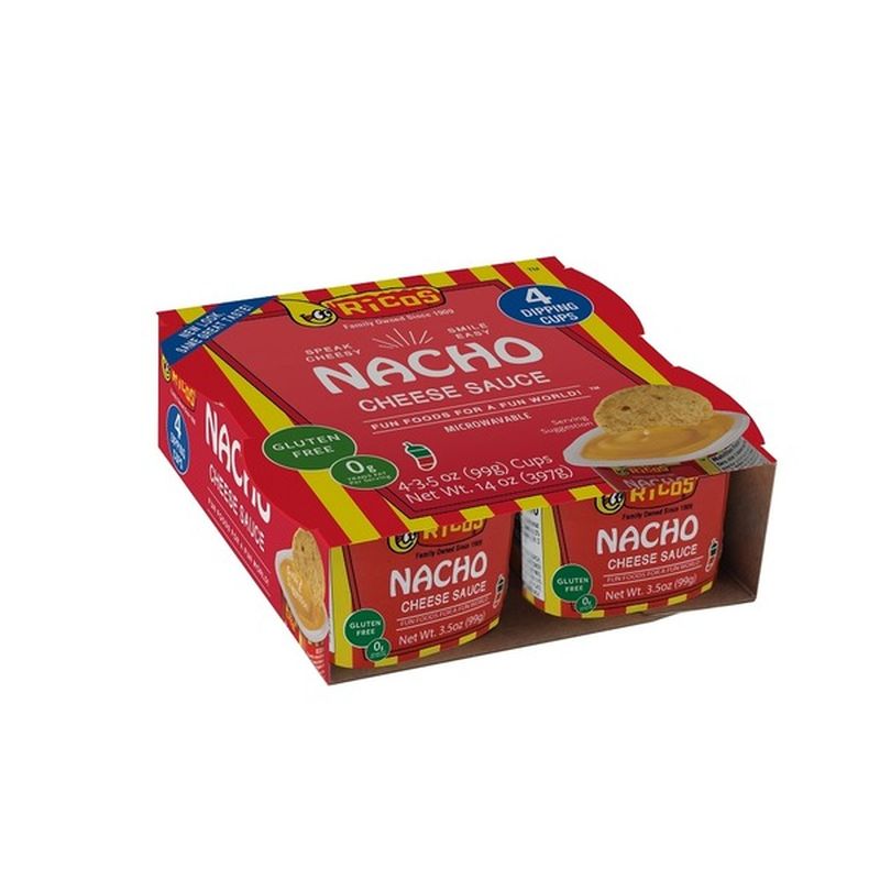 Ricos Cheese Sauce, Gluten Free, Nacho, Dipping Cups, Sleeve (3.5 Oz ...