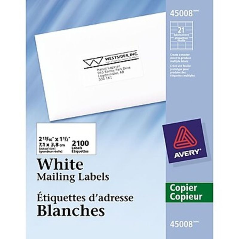 Avery 2-13/16" x 1-1/2" White Copier Address Labels