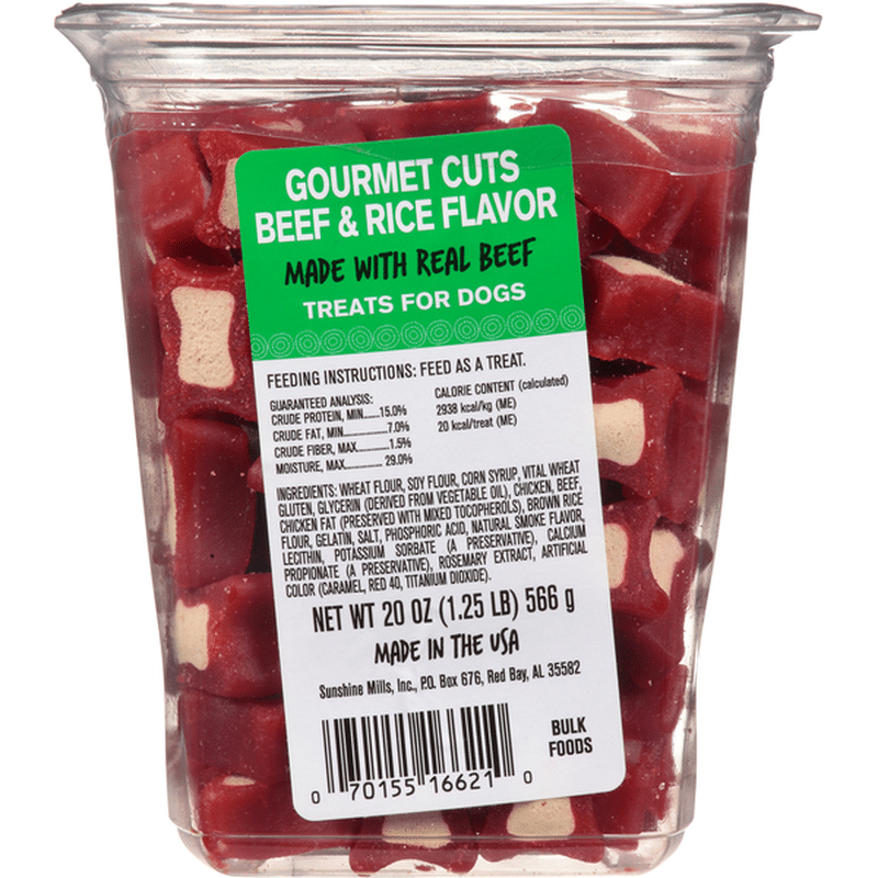 Sunshine Mills Treats for Dogs, Beef & Rice Flavor, Gourmet Cuts (20 oz