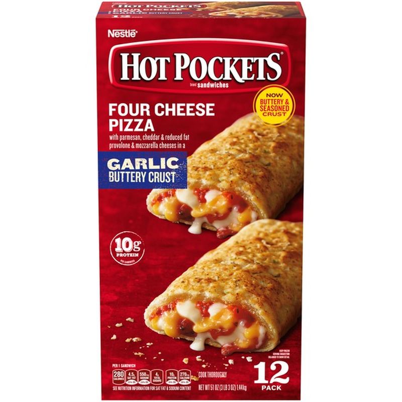 Hot Pockets Frozen Snack - Four Cheese Pizza Frozen Sandwiches (12 ct ...