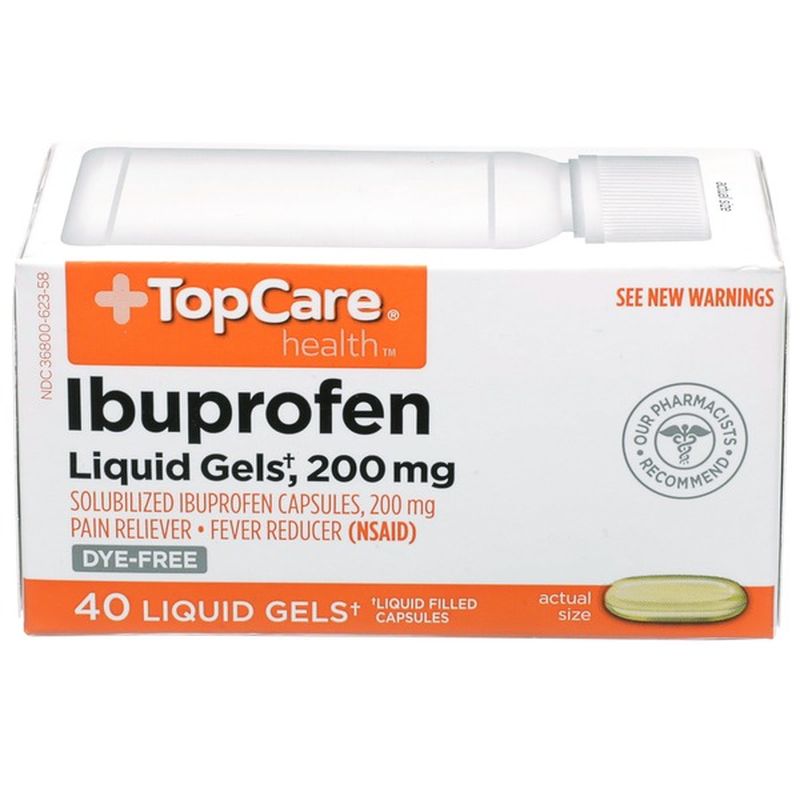 Topcare Health Solubilized Ibuprofen 200 Mg Pain Reliever Fever Reducer Nsaid Liquid Gels 40 Ct Instacart