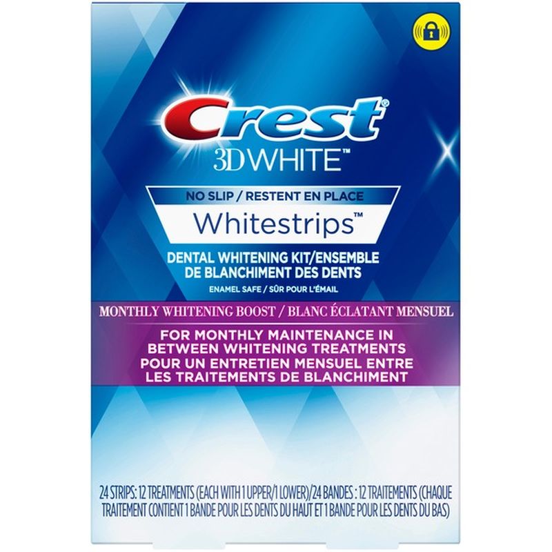 Crest 3D White Whitestrips Monthly Whitening Boost Dental Whitening Kit ...