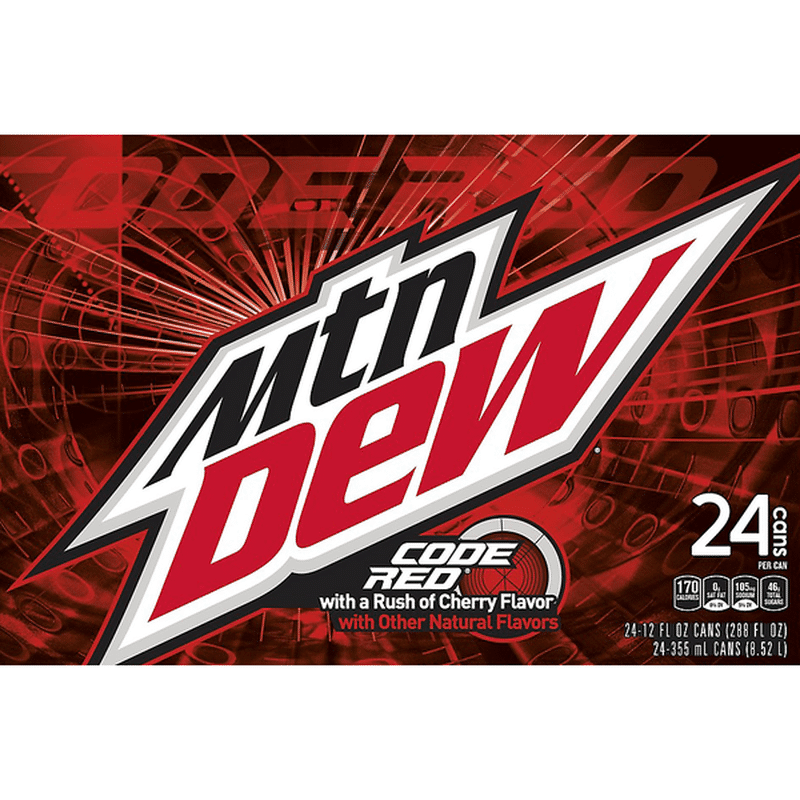 Mtn Dew Code Red Soda 12 Fl Oz Instacart