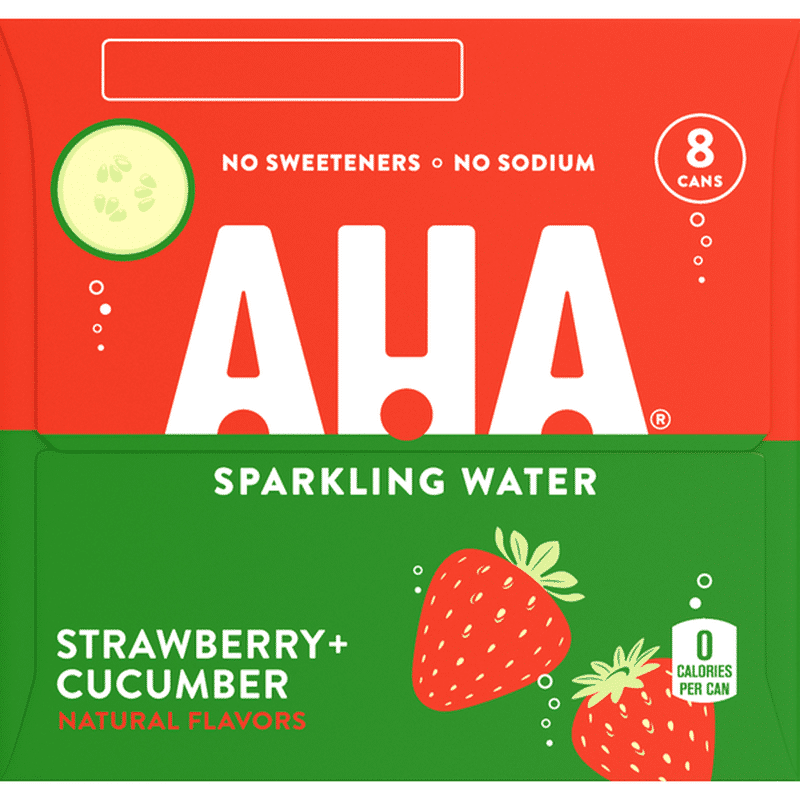 Aha Sparkling Water Strawberry Cucumber Flavored Water Zero Calories Sodium Free No Sweeteners 12 Oz Instacart