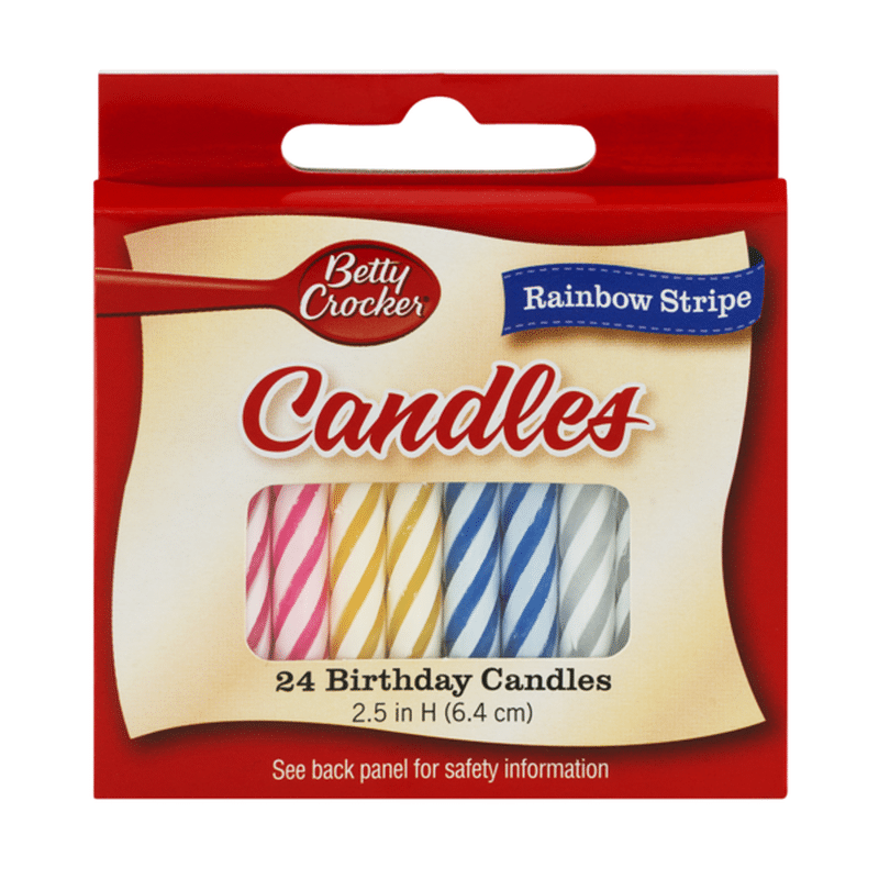 Betty Crocker Birthday Candles, Rainbow Stripe, 2.5 Inch (24 each) from ...