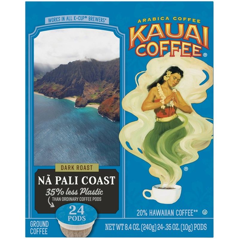 Kauai Coffee Nã Pali Coast Dark Roast Ground Coffee Pods (0.35 oz