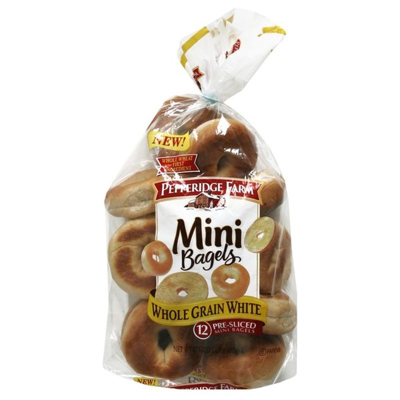 Pepperidge Farm Bagels, Mini, Whole Grain White, PreSliced (12 each