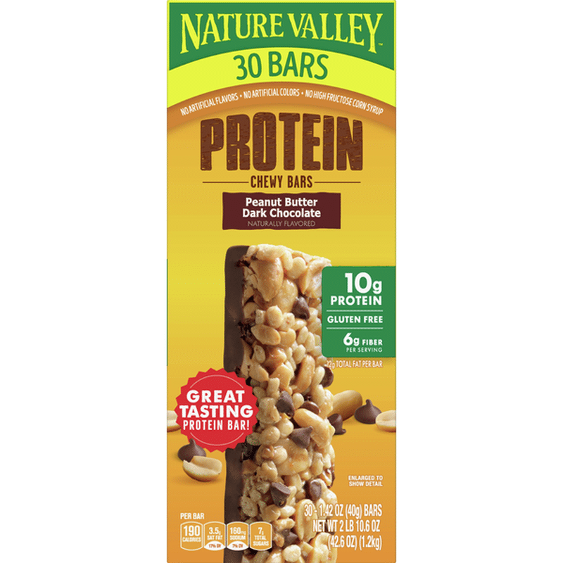 Nature Valley Peanut Butter Dark Chocolate Protein Chewy Bar, 30 Bars