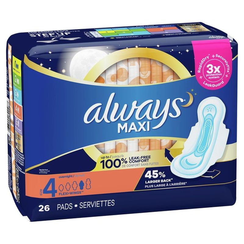 Always Pads Size 4 Overnight (26 ct) - Instacart