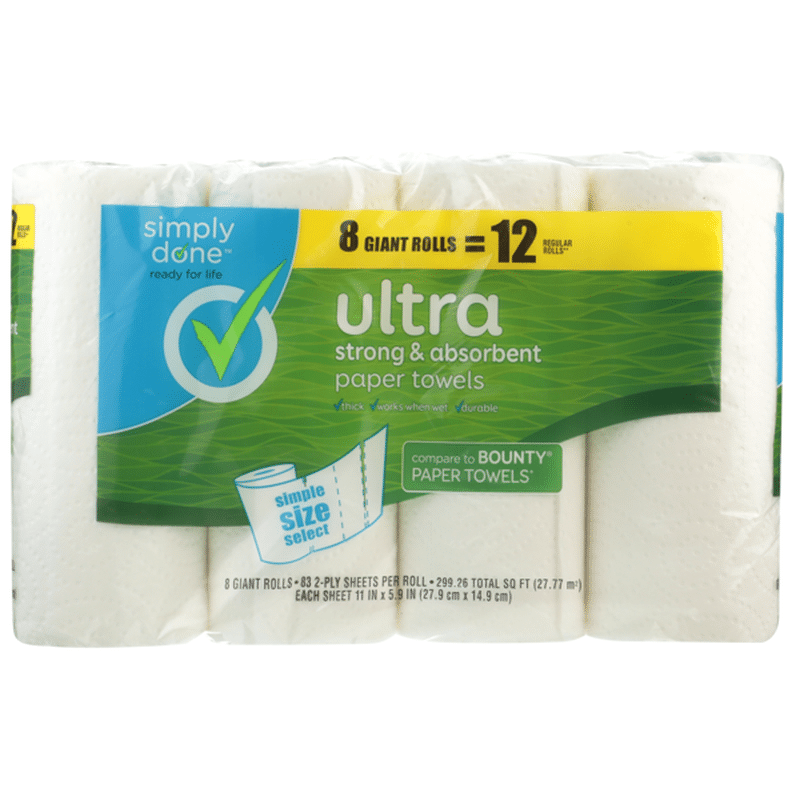 Simply Done Ultra Strong & Absorbent Paper Towels Giant Rolls (8 ct