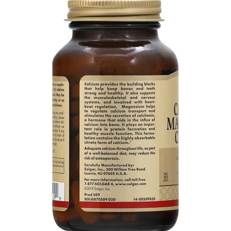 Solgar Calcium Magnesium Citrate, Tablets (100 each) from Sprouts