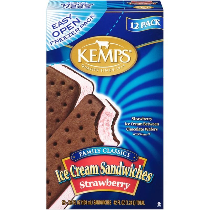 Kemps Family Classics Strawberry Ice Cream Sandwiches (3.5 fl oz ...