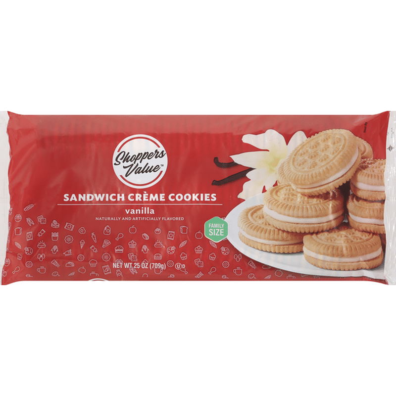 Shoppers Value Sandwich Creme Cookies, Vanilla, Family Size (25 oz
