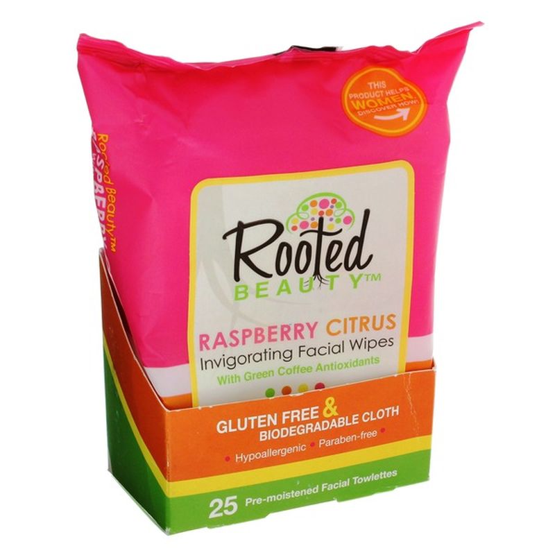 Rooted Beauty Raspberry Citrus Facial Wipes