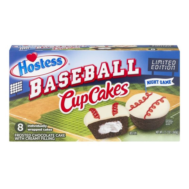 Hostess Cup Cakes, Frosted Chocolate Cake With Creamy Filling, Baseball 