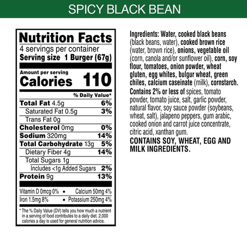 Morning Star Farms Veggie Burgers Spicy Black Bean (9.5 oz) from Publix ...