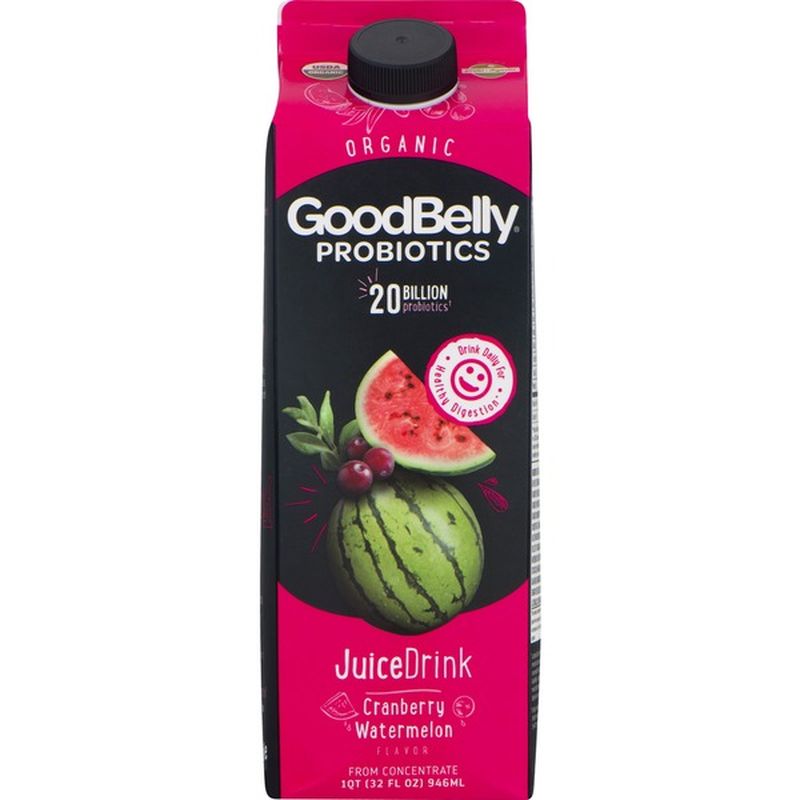 GoodBelly Juice Drink, Organic, Cranberry Watermelon Flavored (32 oz