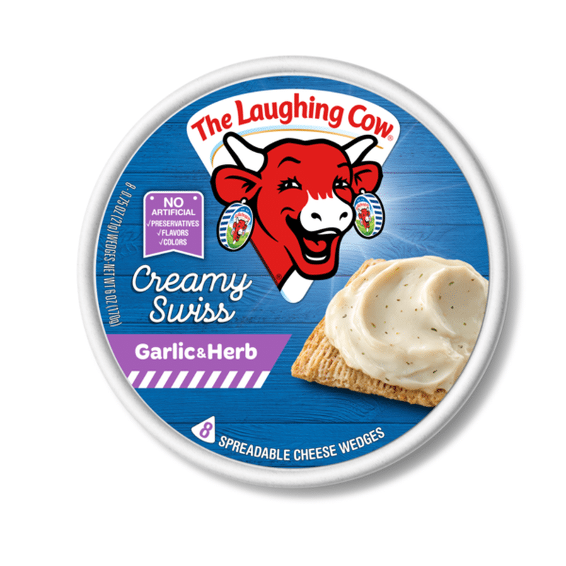 The Laughing Cow Creamy Garlic & Herb Spreadable Cheese Wedges (0.43 Oz ...