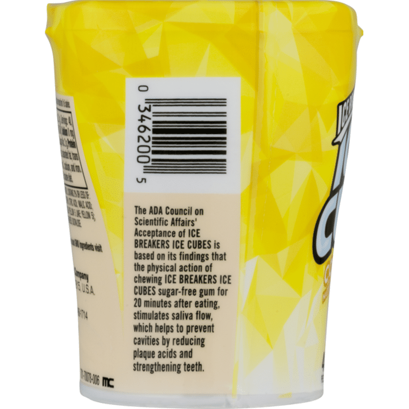 Ice Breakers ICE CUBES Sugar Free Cool Lemon Gum, Pieces, 3.24 (3.24 oz
