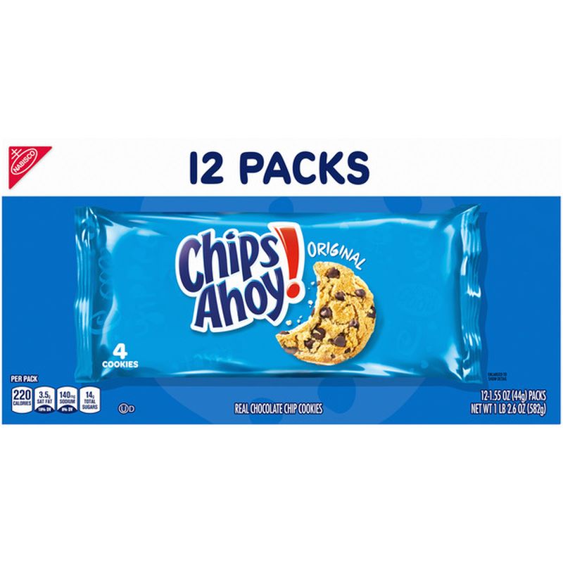 Chips Ahoy! Original Chocolate Chip Cookies, 12 Snack Packs (18.6 oz ...