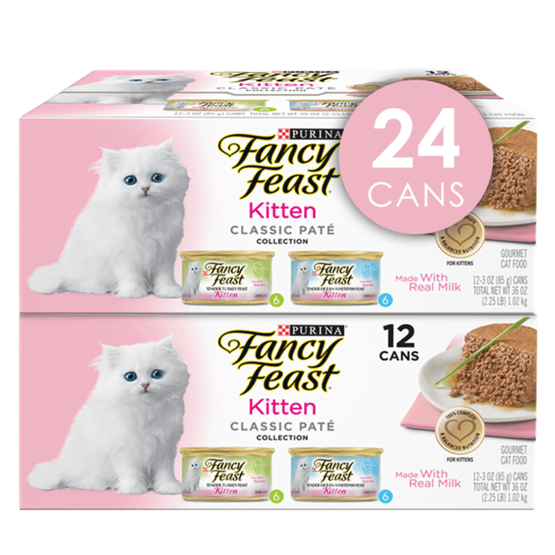 Fancy Feast Grain Free Pate Wet Kitten Food Variety Pack, Kitten ...