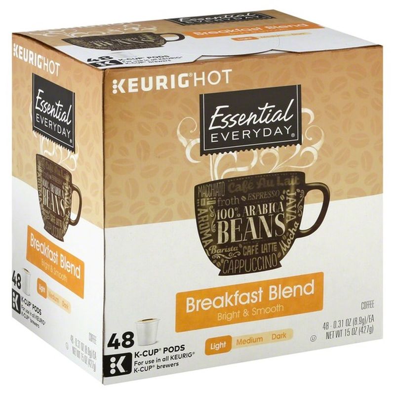 Essential Everyday Coffee, Light, Breakfast Blend, KCup Pods (48 each