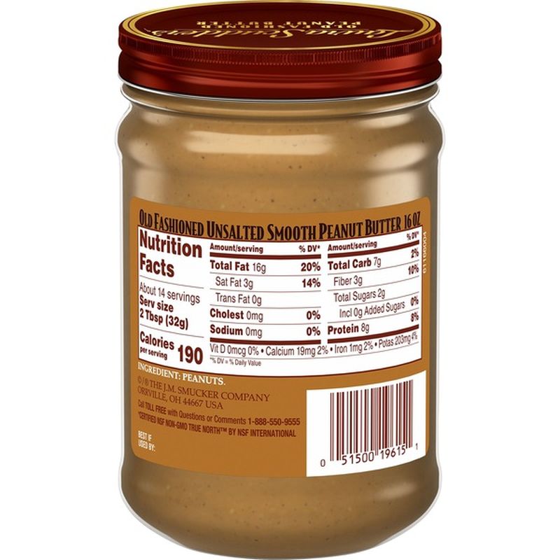 Laura Scudder's Peanut Butter, Old Fashioned, Unsalted, Smooth (16 oz ...