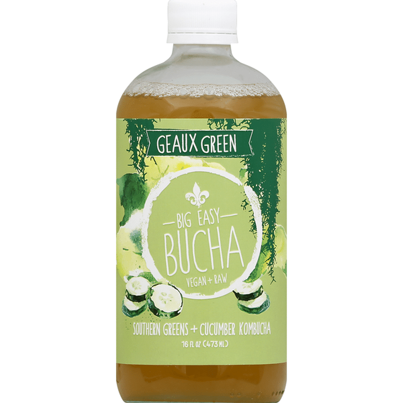 Big Easy Bucha Kombucha, Southern Greens + Cucumber, Geaux Green (16 oz