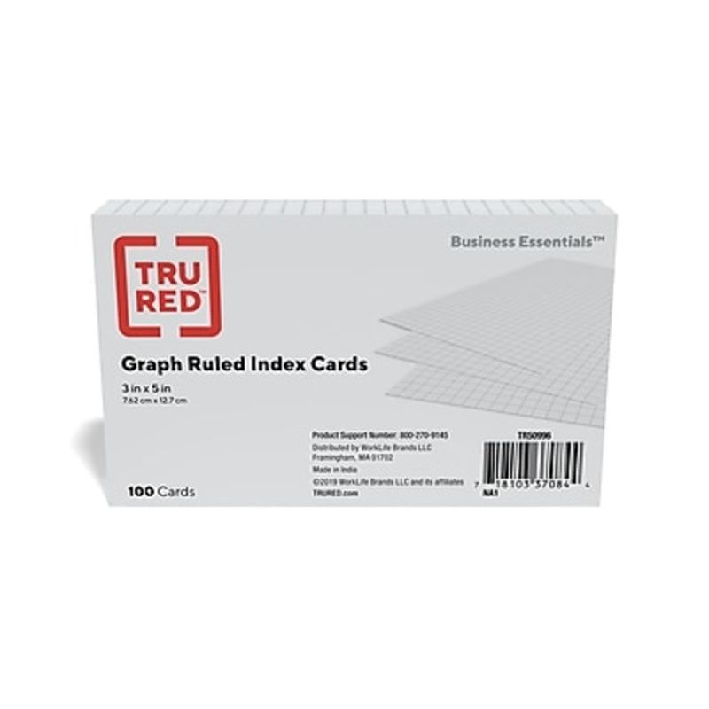 Oxford 3" x 5" Quad Ruled White Index Cards