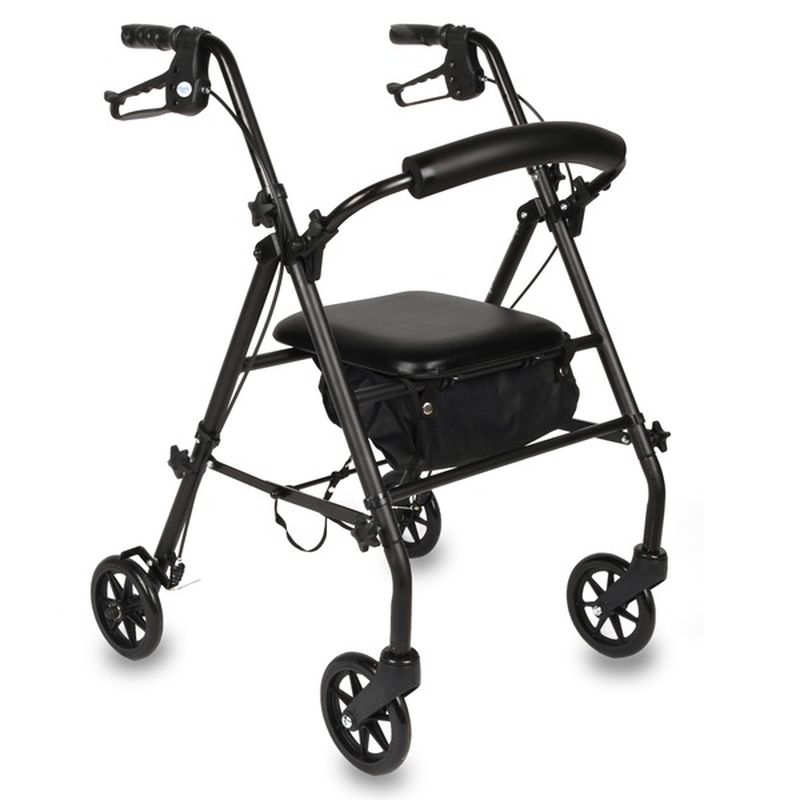 Equate Black Rolling Walker For Seniors Rollator Walker with Seat ...