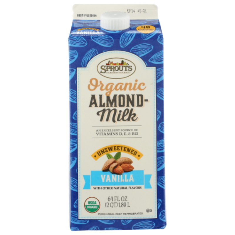 Sprouts Organic Unsweetened Vanilla Almond Milk (64 fl oz) Instacart