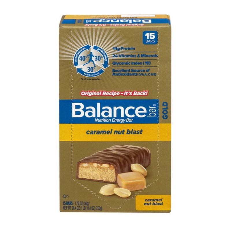 Balance Bar Gold Nutrition Energy Bar Caramel Nut Blast 15 CT (1.76 oz) Instacart