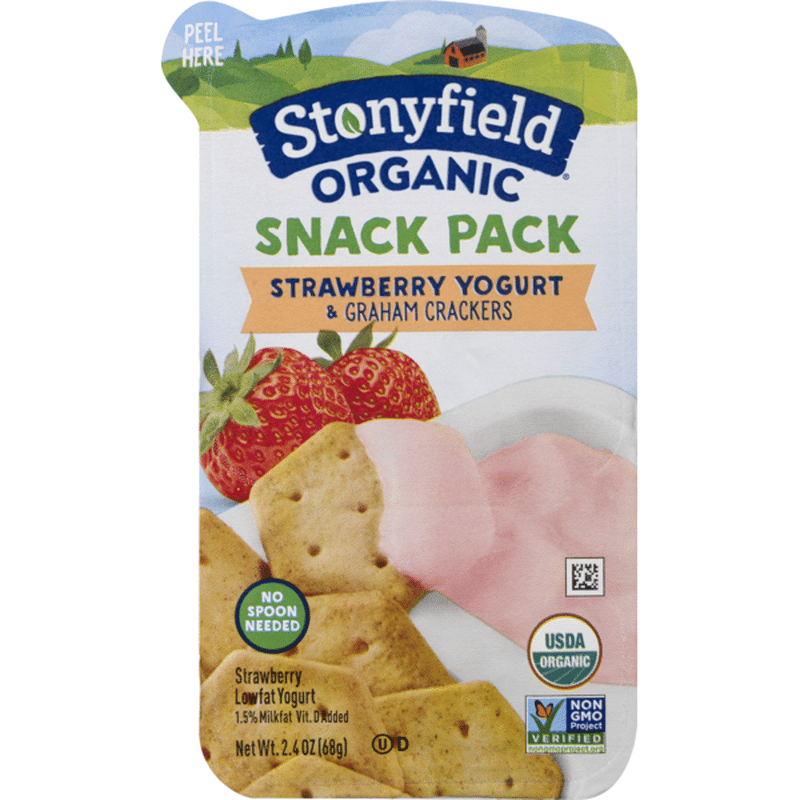 Stonyfield Organic Snack Pack Strawberry Yogurt & Graham Crackers (2.4 oz)  - Instacart