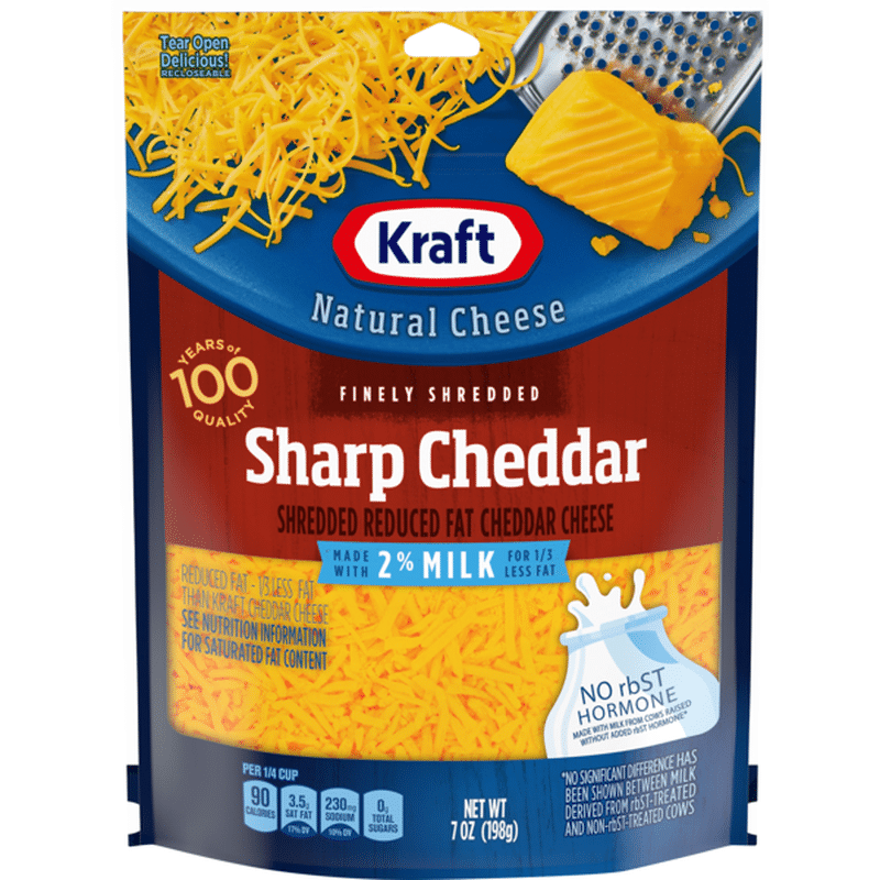 Kraft Shredded Reduced Fat Sharp Cheddar Cheese 7 Oz From Kroger Instacart