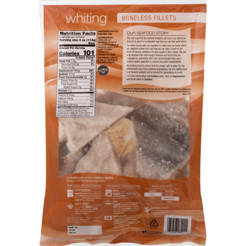 Food Lion Whiting, Boneless Fillets, Family Size, Bag (32 oz) from Food ...