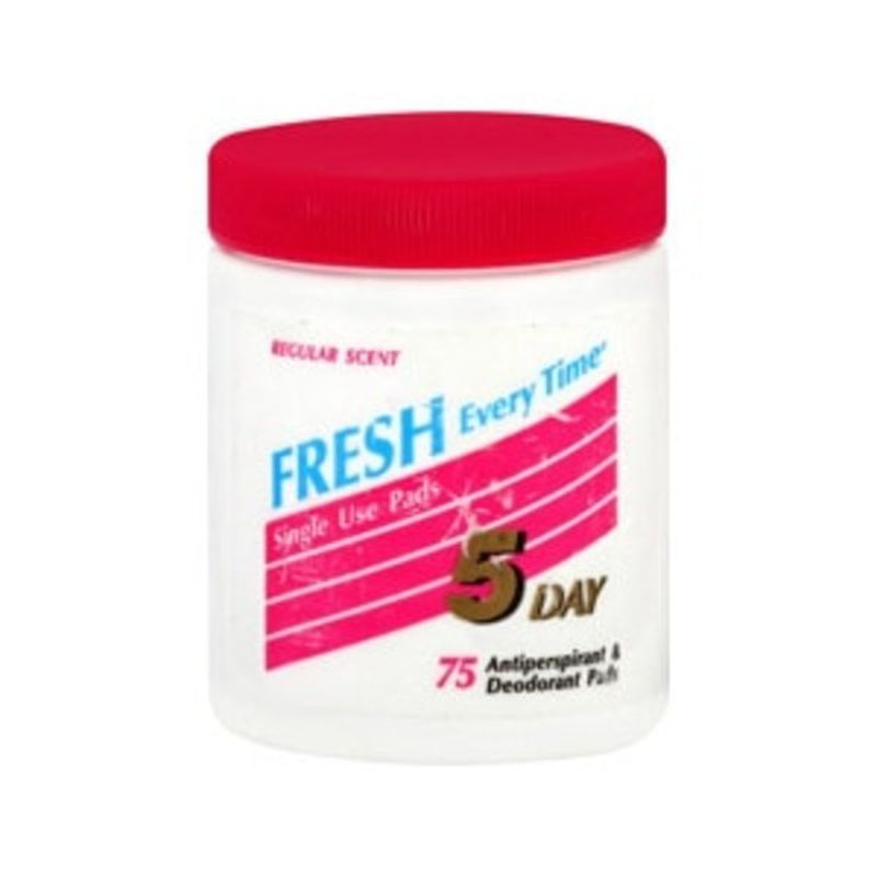 5 Day Antiperspirant & Deodorant Pads, Single Use, Regular Scent (75 ct