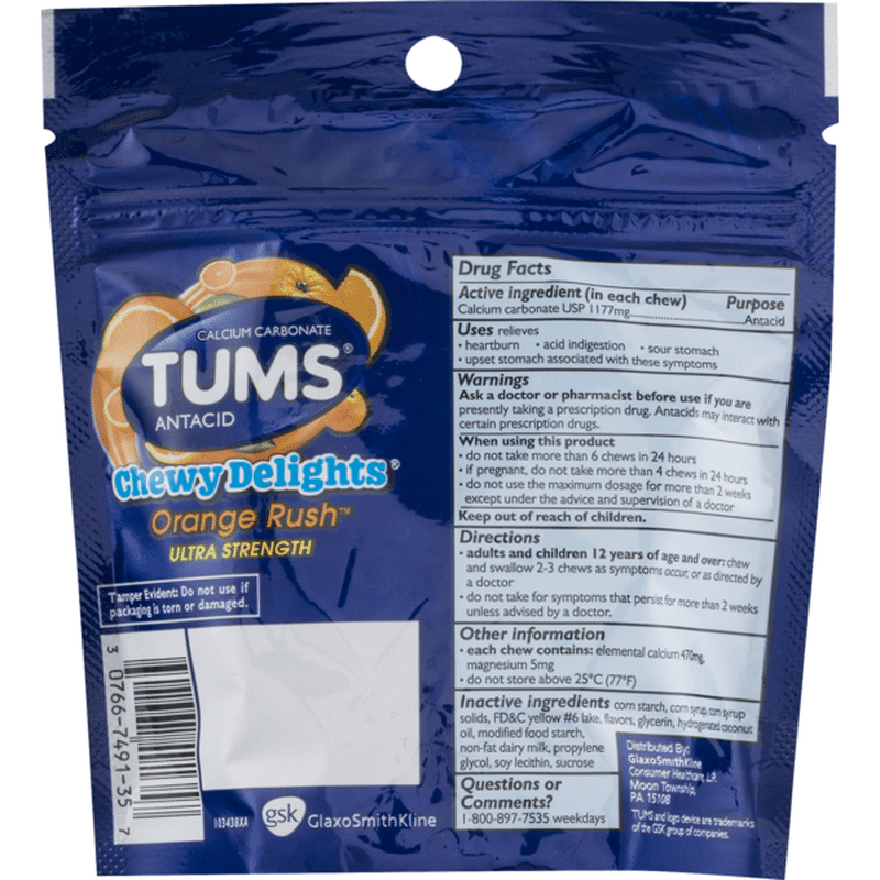 Tums Antacid Chewy Delights Orange Rush Ultra Strength (32 ct) from CVS