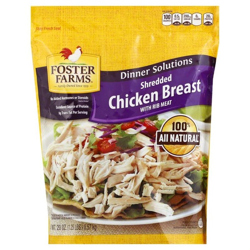 Foster Farms Chicken, Breast, Shredded, With Rib Meat (20 Oz) - Instacart