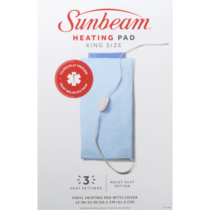 Sunbeam Heating Pad with Cover, Vinyl, Light Blue, King Size (1 each ...