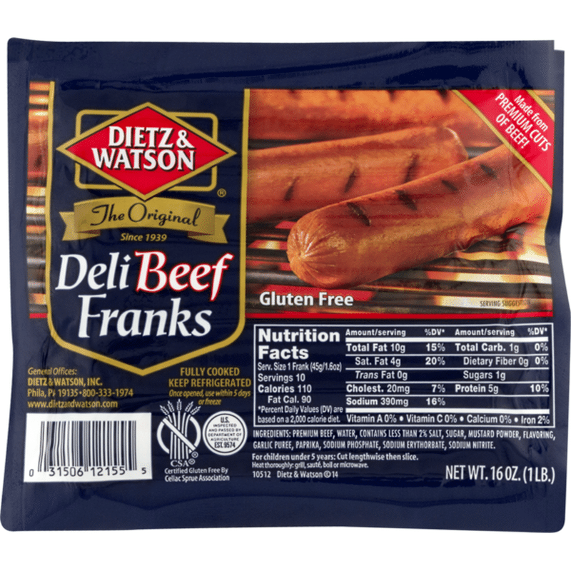 Dietz & Watson Deli Beef Franks (16 oz) Instacart