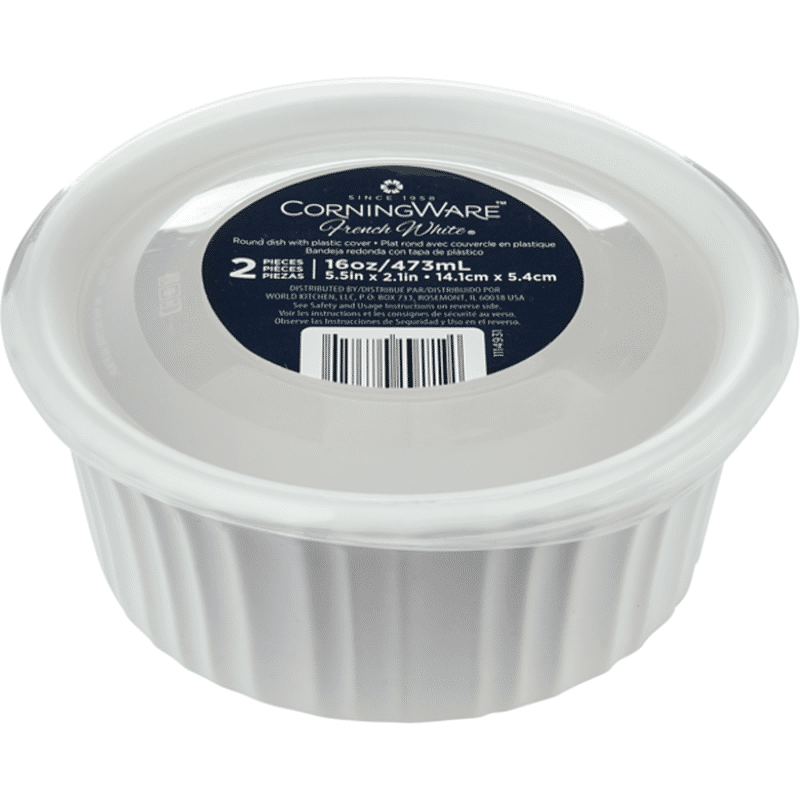 Corning Ware 16 Oz French White Round Baking Dish With Lid