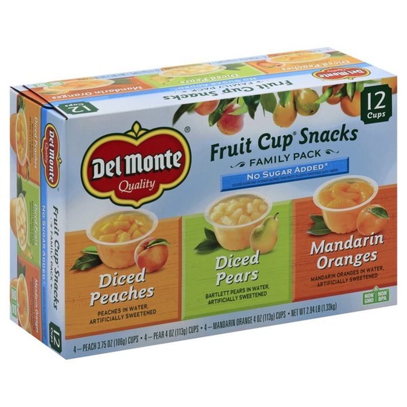 Del Monte No Sugar Added Variety Pack Plastic Fruit Cup Snacks (48 oz