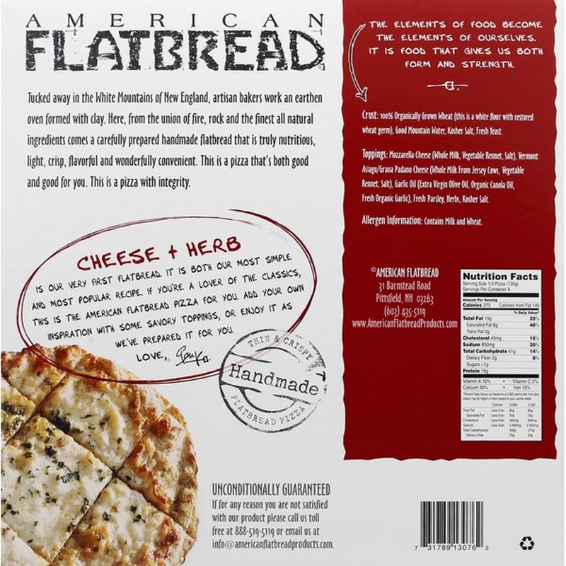 American Flatbread Flatbread Pizza, Cheese & Herb, Family Value Pack (3