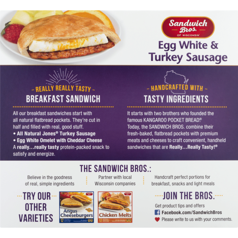 Sandwich Bros. of Wisconsin Flatbread Pocket Sandwiches Egg White