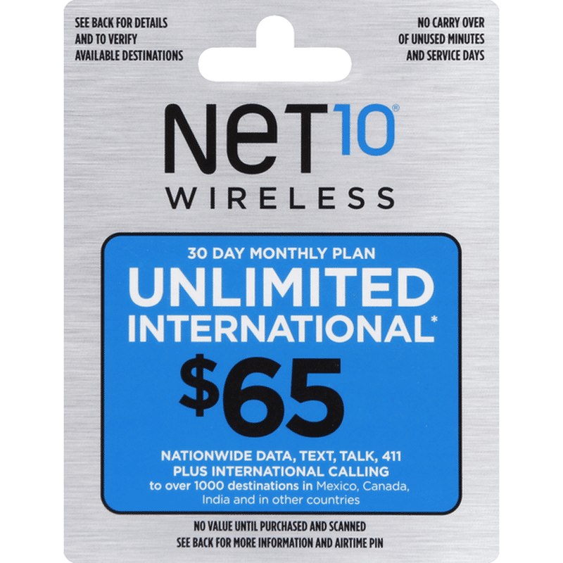 Net10 Airtime Card, Wireless, 65 (1 each) Instacart