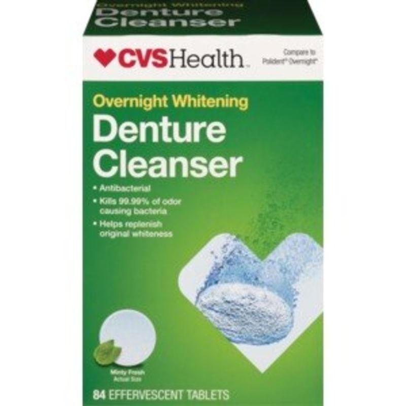 CVS Pharmacy Overnight Denture Cleanser Whitening Anti Bacterial