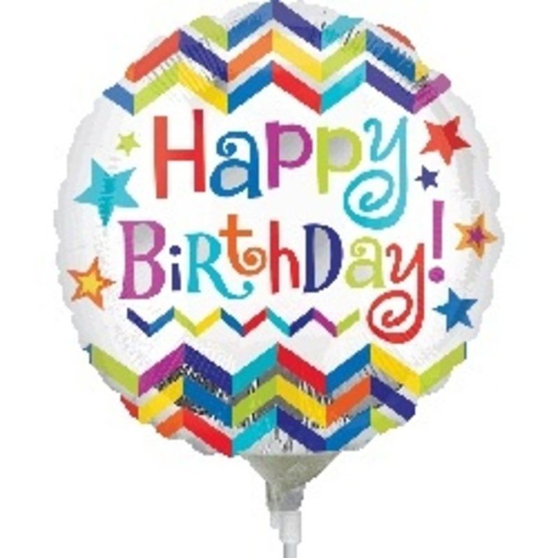Anagram 9" Chevron Star Happy Birthday Balloon