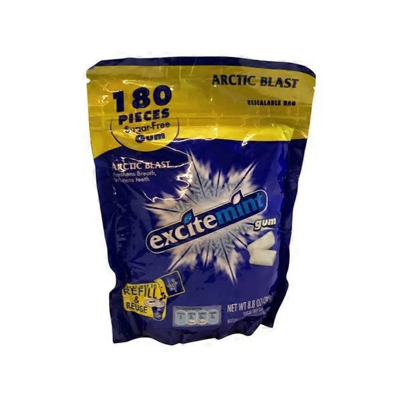 Excitemint Arctic Blast Sugar Free Gum Car Pack Refill Bag (180 ct